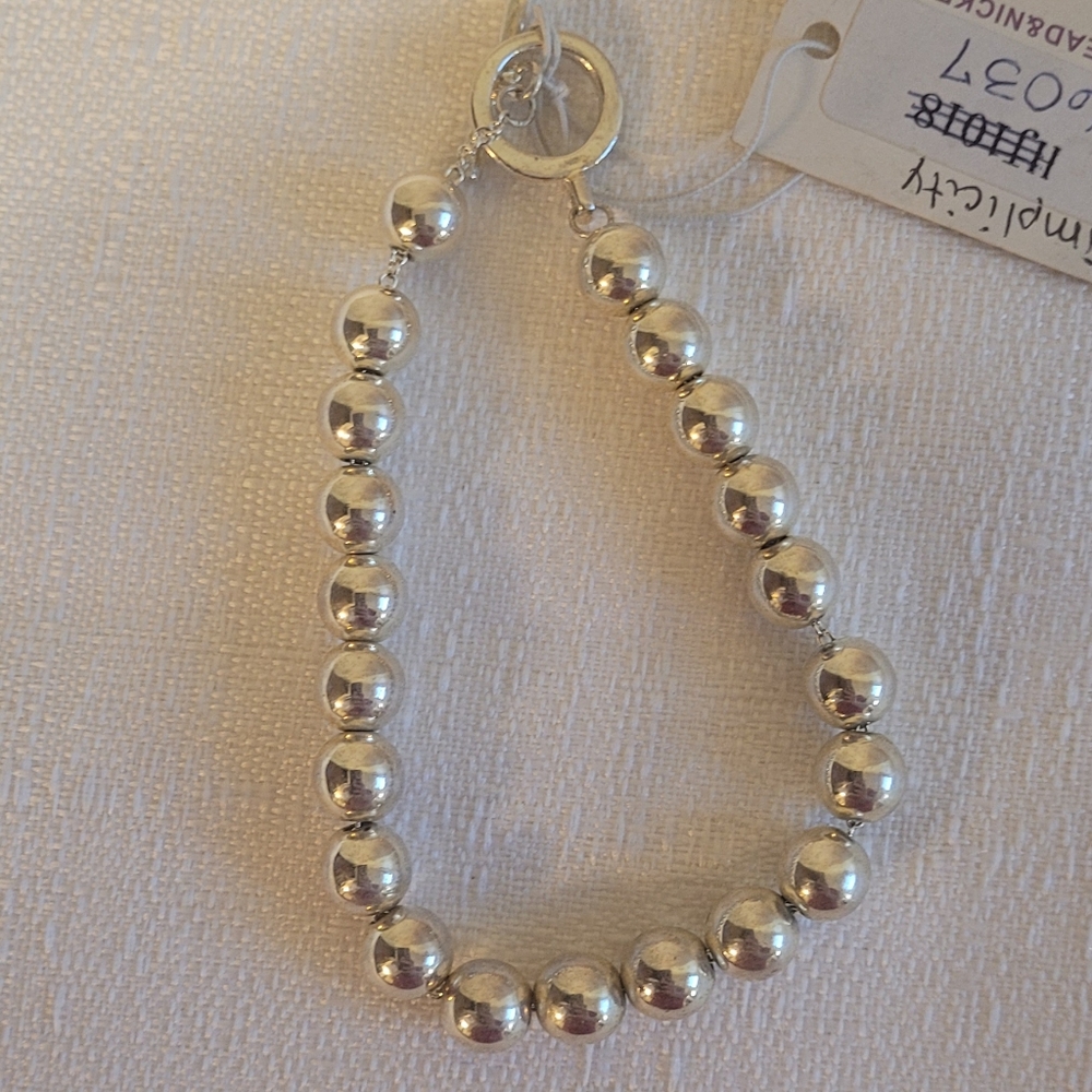 Just Jewelry Simplicity Silvertoned Bead Bracelet